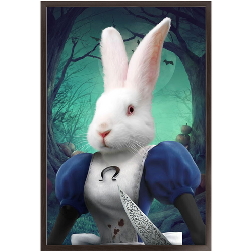 Malice In Chains - Evil Alice and Alice in Wonderland Inspired Custom Pet Portrait Framed Satin Paper Print