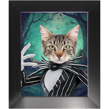 Load image into Gallery viewer, Jack O&#39;Lantin - Christmas &amp; Halloween Inspired Custom Pet Portrait Framed Satin Paper Print