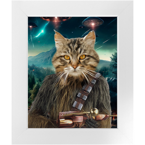 WOOFIE IN SPACE - Chewbacca & Star Wars Inspired Custom Pet Portrait Framed Satin Paper Print