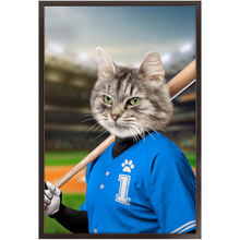 Load image into Gallery viewer, Hard Hitter - Baseball Player &amp; Sports Inspired Custom Pet Portrait Framed Satin Paper Print