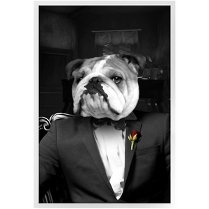 The Dogfather - Godfather, Gangster & Mafia Inspired Custom Pet Portrait Framed Satin Paper Print