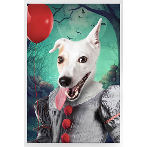 Manypies - Halloween, IT & Clown Inspired Custom Pet Portrait Framed Satin Paper Print