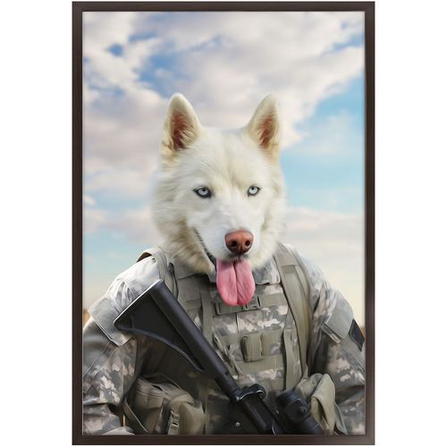 DESSERT STORM - Military Marine Inspired Custom Pet Portrait Framed Satin Paper Print