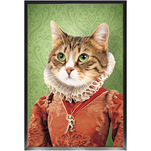 Lady Pluck - Renaissance Inspired Custom Pet Portrait Framed Satin Paper Print