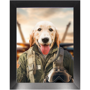 DANGER BONE - Air Force Fighter Pilot Inspired Custom Pet Portrait Framed Satin Paper Print