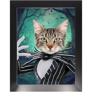 Jack O'Lantin - Christmas & Halloween Inspired Custom Pet Portrait Framed Satin Paper Print