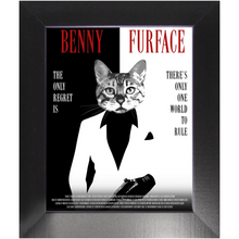 Load image into Gallery viewer, FURFACE Movie Poster - Scarface Inspired Custom Pet Portrait Framed Satin Paper Print