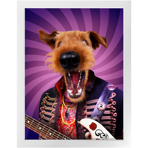 Purple Craze - Jimmy Hendrix, Rock and Roll Inspired Custom Pet Portrait Framed Satin Paper Print