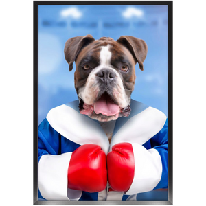 Underdog- Boxing & Sports Inspired Custom Pet Portrait Framed Satin Paper Print