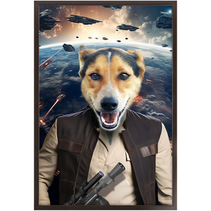 HAM SOSAGE IN SPACE - Hans Solo & Star Wars Inspired Custom Pet Portrait Framed Satin Paper Print