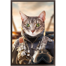 Load image into Gallery viewer, TOP FUN - Air Force Fighter Pilot Inspired Custom Pet Portrait Framed Satin Paper Print