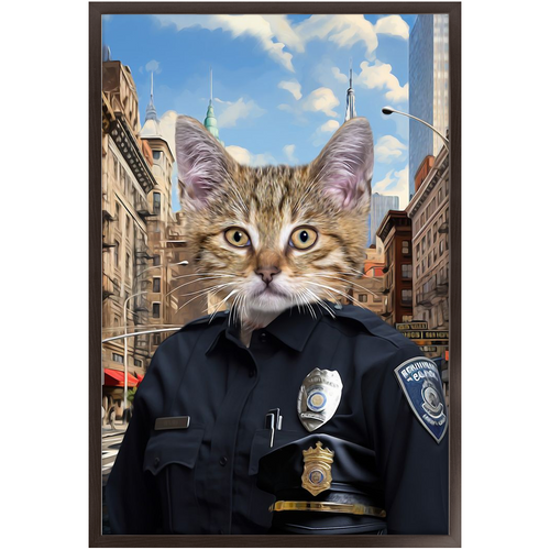 COP TO IT - Police Uniform Inspired Custom Pet Portrait Framed Satin Paper Print