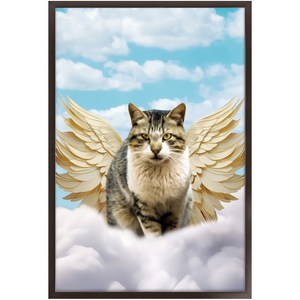 Golden Angel - Heavenly Angels Inspired Custom Pet Portrait Framed Satin Paper Print