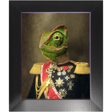 Load image into Gallery viewer, GENERAL LEE AMESS - Renaissance Inspired Custom Pet Portrait Framed Satin Paper Print