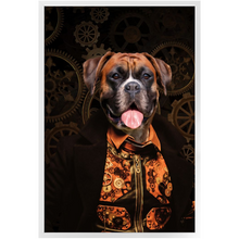 Load image into Gallery viewer, Like Clockwork - Steampunk, Victorian Era Inspired Custom Pet Portrait Framed Satin Paper Print