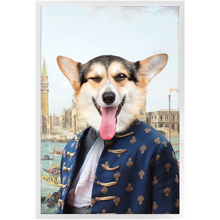 Load image into Gallery viewer, Canal Desire - Old Renaissance Inspired Custom Pet Portrait Framed Satin Paper Print