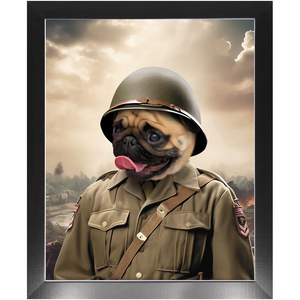 PRIVATE EARED - Military Inspired Custom Pet Portrait Framed Satin Paper Print