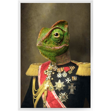 Load image into Gallery viewer, GENERAL LEE AMESS - Renaissance Inspired Custom Pet Portrait Framed Satin Paper Print