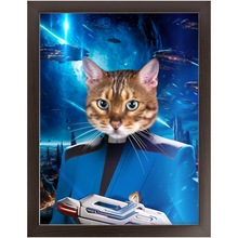 Load image into Gallery viewer, BONE CRUSHER IN SPACE - Star Trek Inspired Custom Pet Portrait Framed Satin Paper Print