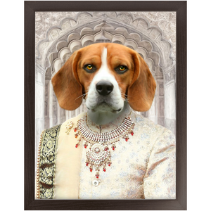Raj Mahal - Royal Indian Prince Inspired Custom Pet Portrait Framed Satin Paper Print