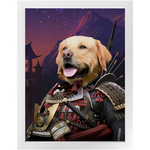 SAMUWRY SMILE - Samurai Inspired Custom Pet Portrait Framed Satin Paper Print