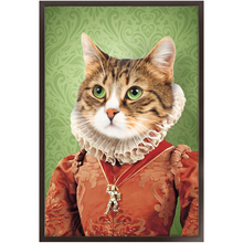 Load image into Gallery viewer, Lady Pluck - Renaissance Inspired Custom Pet Portrait Framed Satin Paper Print