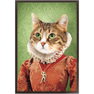 Lady Pluck - Renaissance Inspired Custom Pet Portrait Framed Satin Paper Print