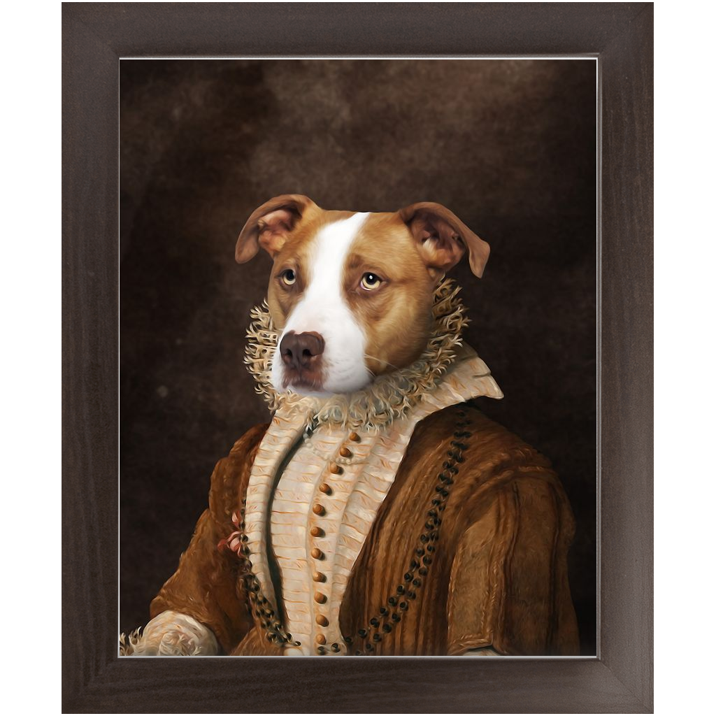 BARONESS OF BROWN - Renaissance Inspired Custom Pet Portrait Framed Satin Paper Print