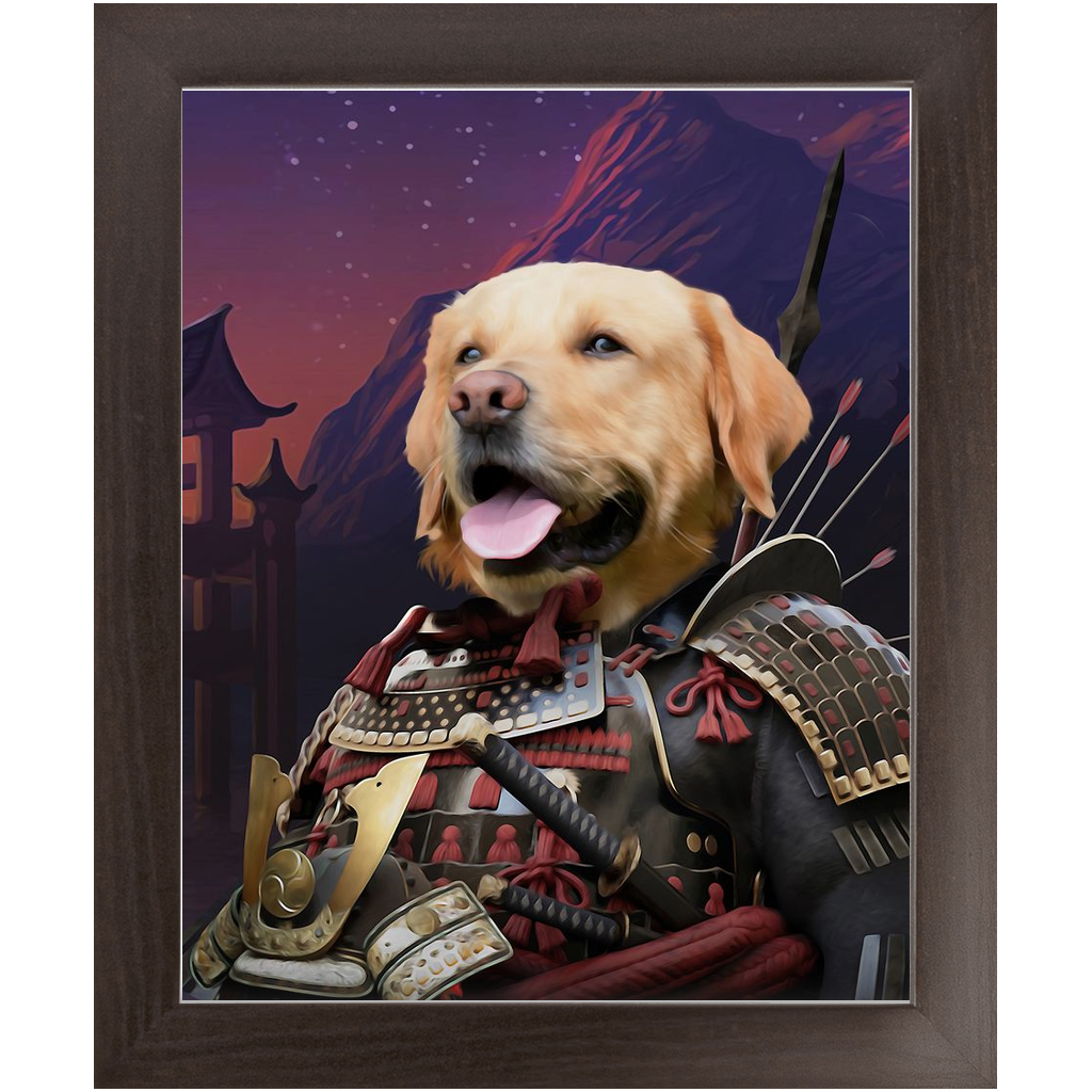 SAMUWRY SMILE - Samurai Inspired Custom Pet Portrait Framed Satin Paper Print