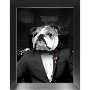 The Dogfather - Godfather, Gangster & Mafia Inspired Custom Pet Portrait Framed Satin Paper Print