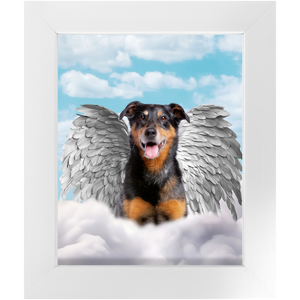 Silver Angel - Heavenly Angels Inspired Custom Pet Portrait Framed Satin Paper Print