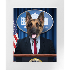 Pawsential - Dog As President Custom Pet Portrait Framed Satin Paper Print