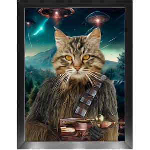 WOOFIE IN SPACE - Chewbacca & Star Wars Inspired Custom Pet Portrait Framed Satin Paper Print