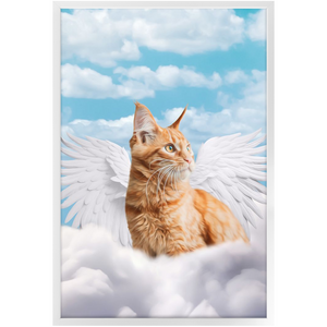 White Angel - Heavenly Angels Inspired Custom Pet Portrait Framed Satin Paper Print