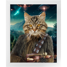 Load image into Gallery viewer, WOOFIE IN SPACE - Chewbacca &amp; Star Wars Inspired Custom Pet Portrait Framed Satin Paper Print