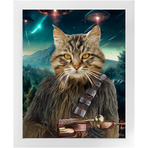 WOOFIE IN SPACE - Chewbacca & Star Wars Inspired Custom Pet Portrait Framed Satin Paper Print