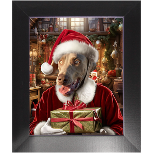 PANTA PAWS - Christmas, Santa & Elf Inspired Custom Pet Portrait Framed Satin Paper Print