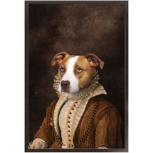 Load image into Gallery viewer, BARONESS OF BROWN - Renaissance Inspired Custom Pet Portrait Framed Satin Paper Print