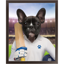 Load image into Gallery viewer, Howzat- Cricket Player &amp; Sports Inspired Custom Pet Portrait Framed Satin Paper Print