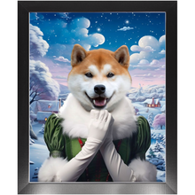 Load image into Gallery viewer, SNOWBALL - Christmas elf Inspired Custom Pet Portrait Framed Satin Paper Print