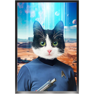 MISTER SPOOK - BEAMING DOWN - Star Trek Inspired Custom Pet Portrait Framed Satin Paper Print