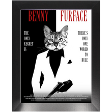 Load image into Gallery viewer, FURFACE Movie Poster - Scarface Inspired Custom Pet Portrait Framed Satin Paper Print