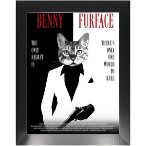 FURFACE Movie Poster - Scarface Inspired Custom Pet Portrait Framed Satin Paper Print