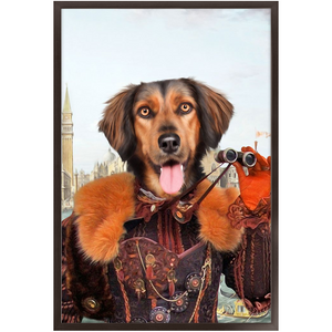 Gondola With The Wind - Renaissance Inspired Custom Pet Portrait Framed Satin Paper Print