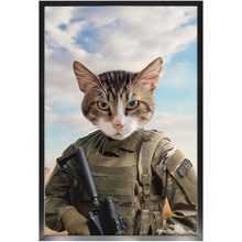 Load image into Gallery viewer, OPERATION FREEBONE - Military Marine Inspired Custom Pet Portrait Framed Satin Paper Print