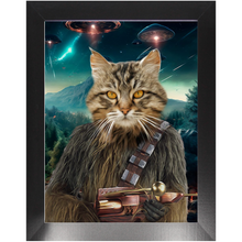 Load image into Gallery viewer, WOOFIE IN SPACE - Chewbacca &amp; Star Wars Inspired Custom Pet Portrait Framed Satin Paper Print