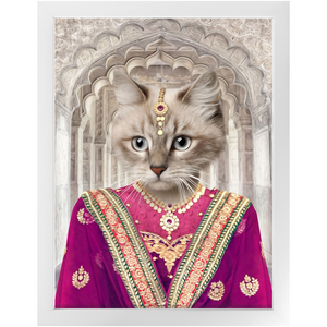 Devilicious - Royal Indian Princess Inspired Custom Pet Portrait Framed Satin Paper Print