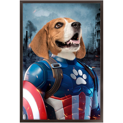 CAPTAIN KIBBLES - Custom Pet Portrait Framed Satin Paper Print