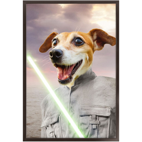 Fluke Carchaser - Jedi Luke Skywalker & Star Wars Inspired Custom Pet Portrait Framed Satin Paper Print