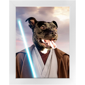 Obi Have - Jedi Obi Wan Kenobi & Star Wars Inspired Custom Pet Portrait Framed Satin Paper Print